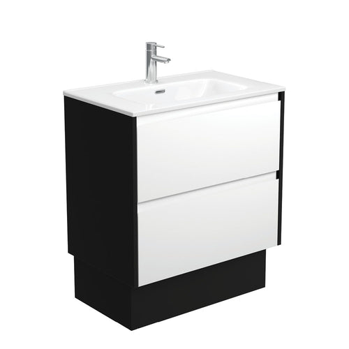 Joli Amato 750 Satin White Vanity On Kick, Satin Black Panels