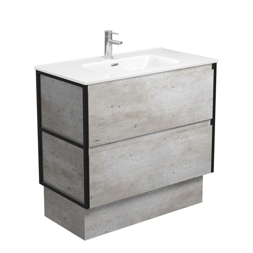 Joli Amato 900 Industrial Vanity On Kick, Matte Black Frames