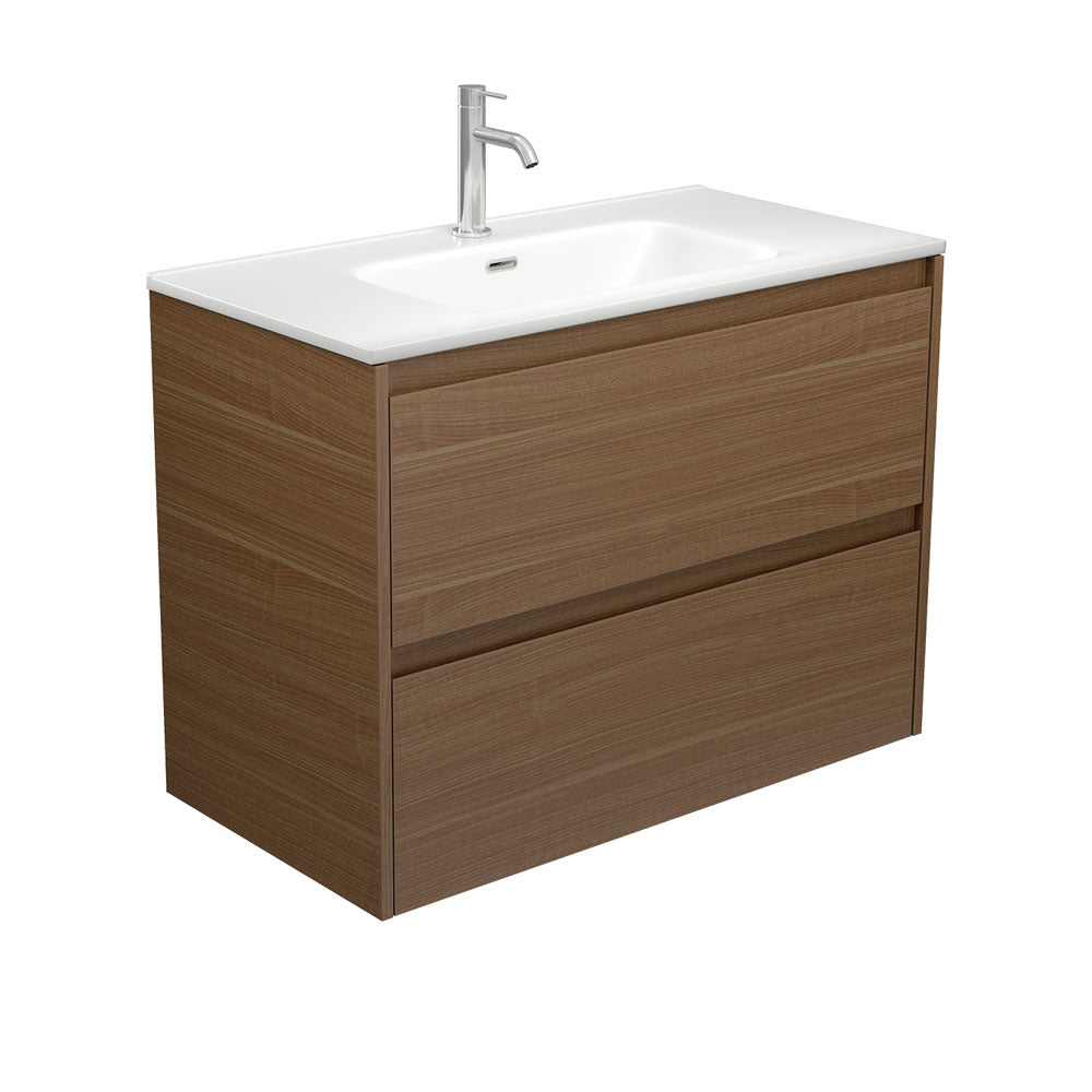 Joli Matte Amato Walnut 900 Wall Hung Vanity with Walnut Panels