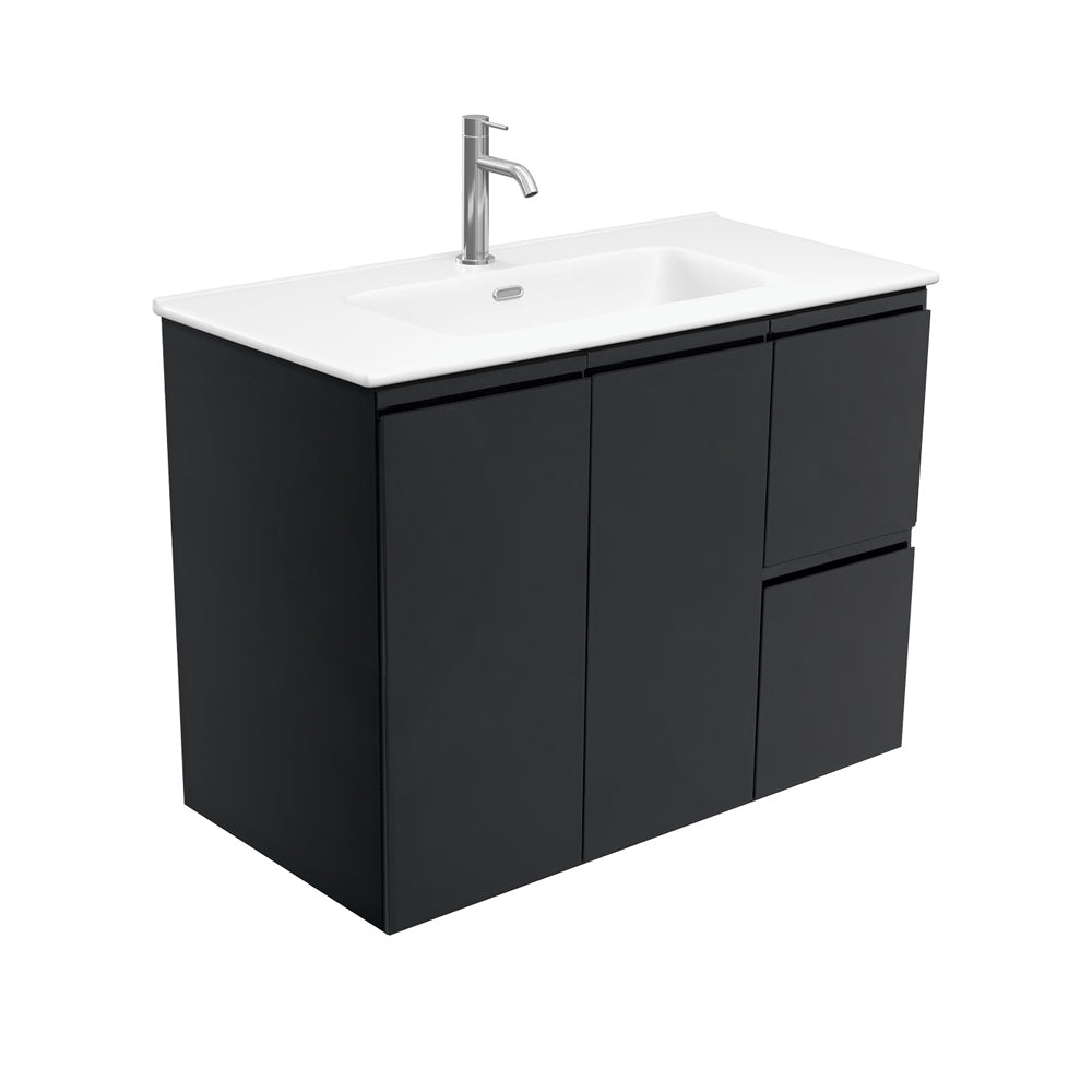 Joli Matte Fingerpull Satin Black Wall Hung Vanity