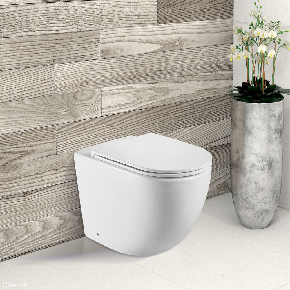 Koko Tornado Flush Wall-Faced Toilet Suite, Matte White with Slim Seat - Neche Interiors