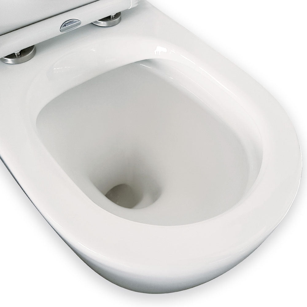 Alix Back-to-Wall Toilet Suite, Gloss White with Slim Seat - Neche Interiors
