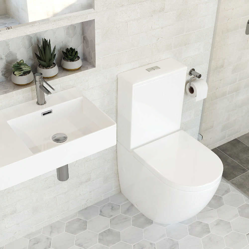 Alix Back-to-Wall Toilet Suite, Gloss White - Neche Interiors
