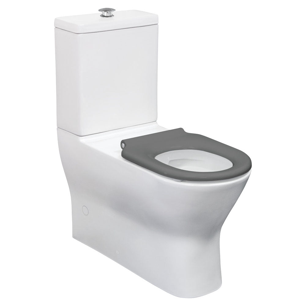 Delta Care Back-to-Wall Toilet Suite, Gloss White with Grey Seat