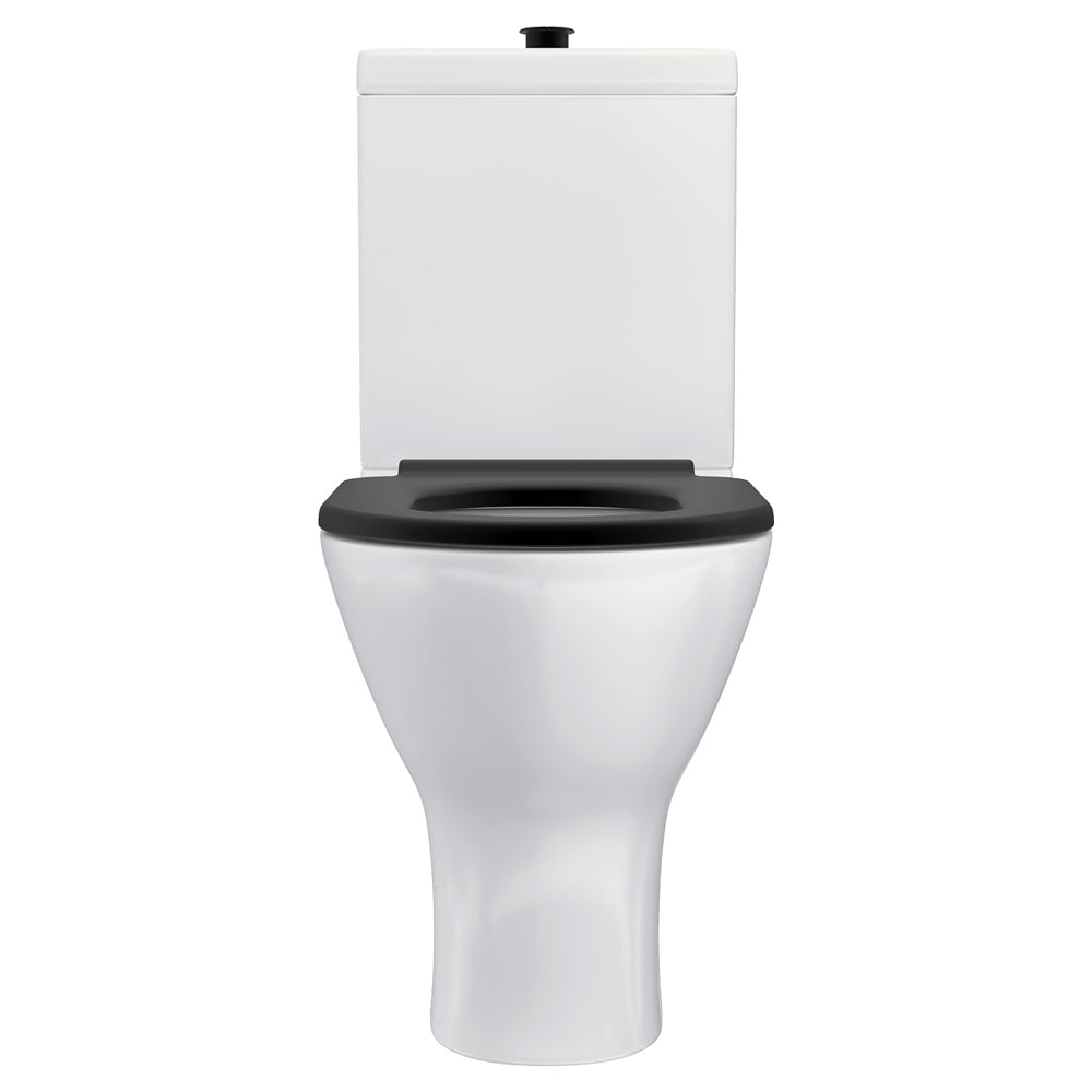 Delta Care Back-to-Wall Toilet Suite, Gloss White with Black Seat - Neche Interiors
