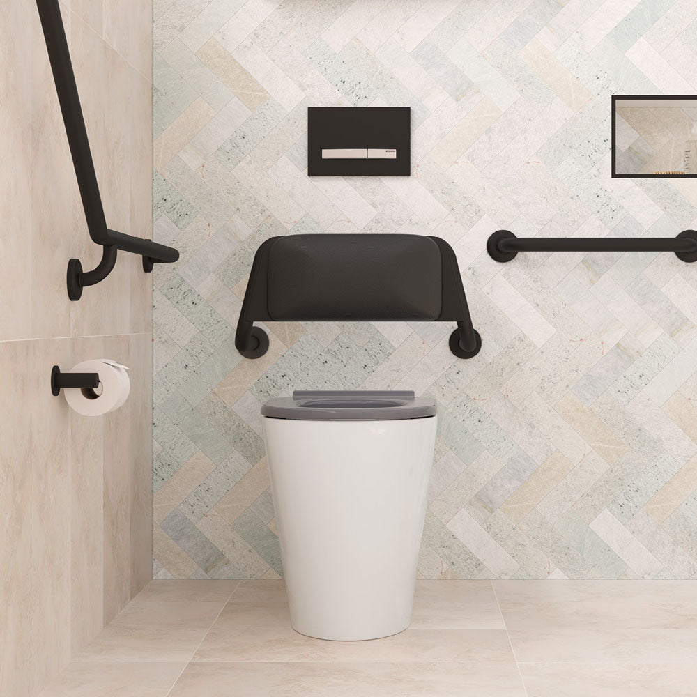 Isabella Care Wall-Faced Toilet Suite, Gloss White with Grey Seat - Neche Interiors