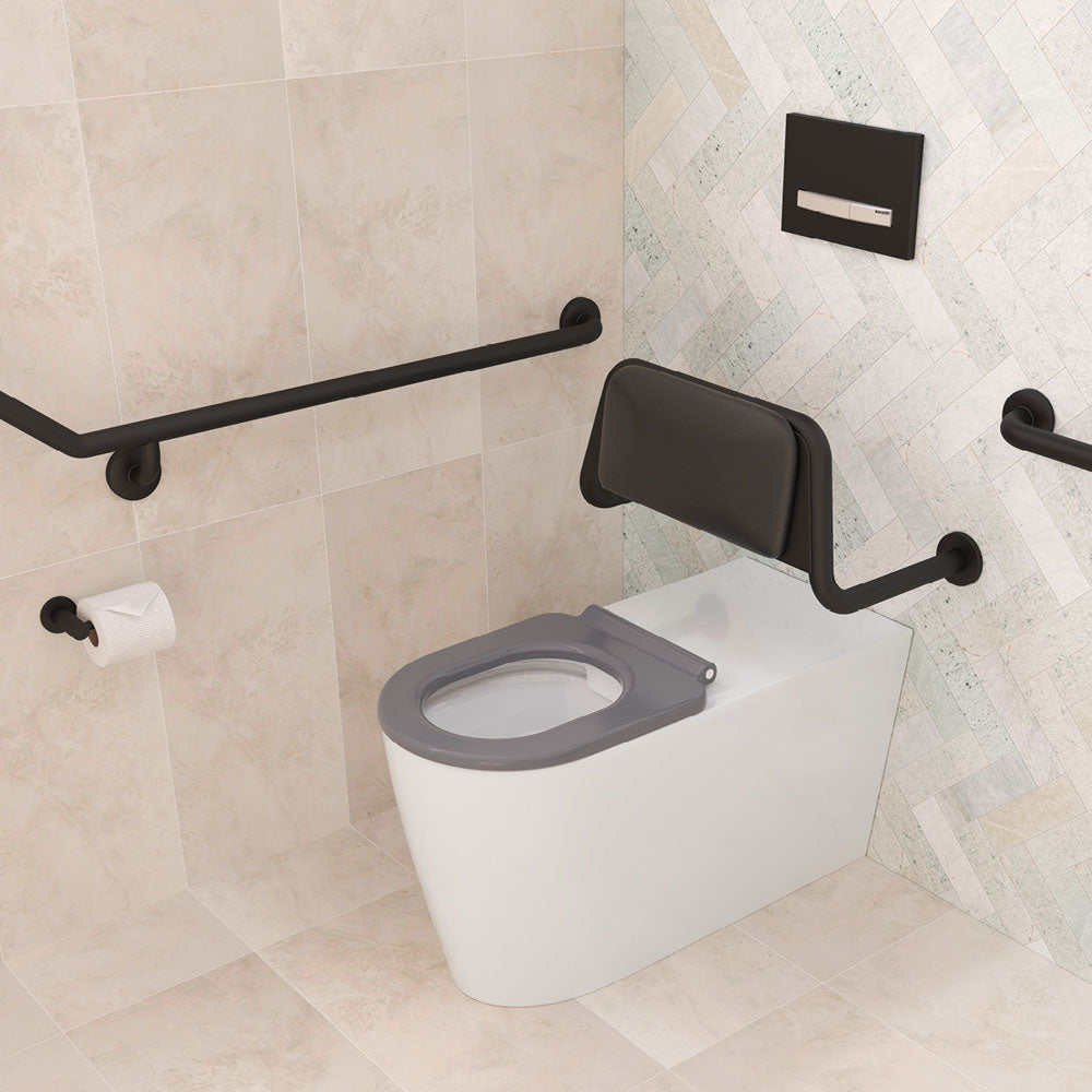 Isabella Care Wall-Faced Toilet Suite, Gloss White with Grey Seat - Neche Interiors