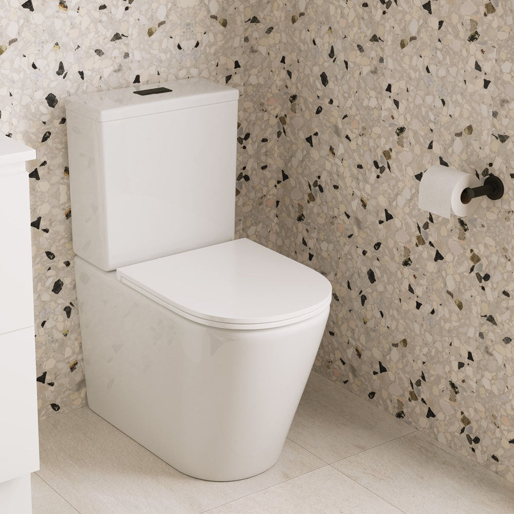 Kaya Tornado Flush Back-to-Wall Toilet Suite, Gloss White with Slim Seat - Neche Interiors