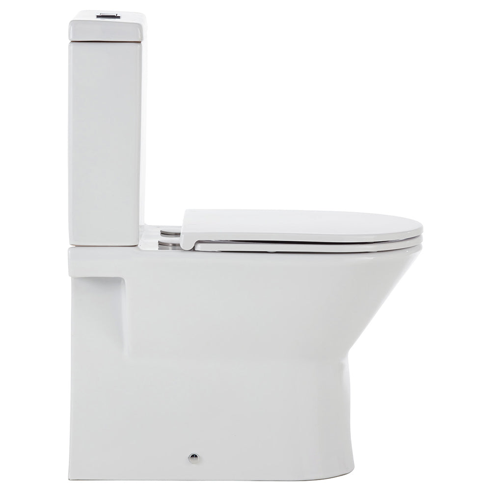 Escola Back-to-Wall Toilet Suite, Gloss White with Slim Seat - Neche Interiors