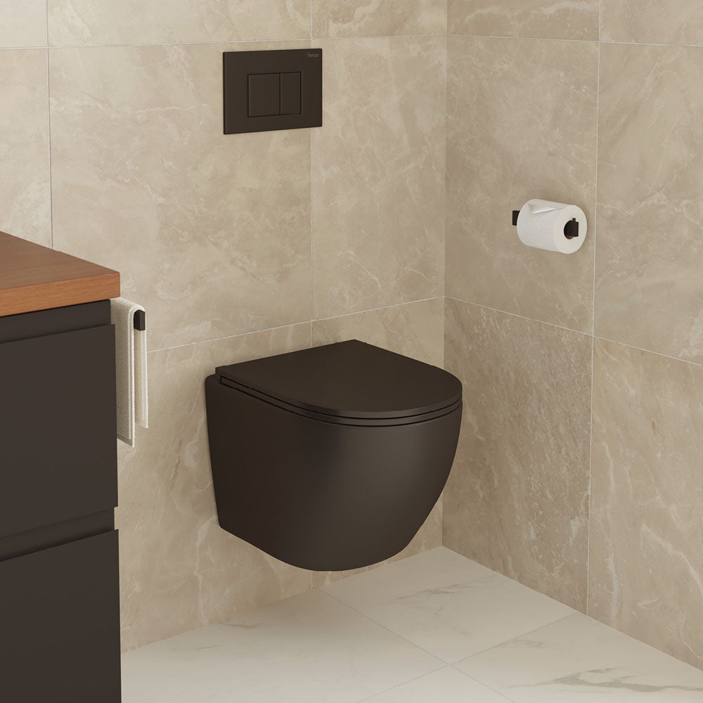 Koko Tornado Flush Wall Hung Toilet Suite, Matte Black - Neche Interiors