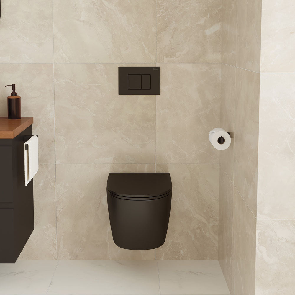 Koko Tornado Flush Wall Hung Toilet Suite, Matte Black - Neche Interiors