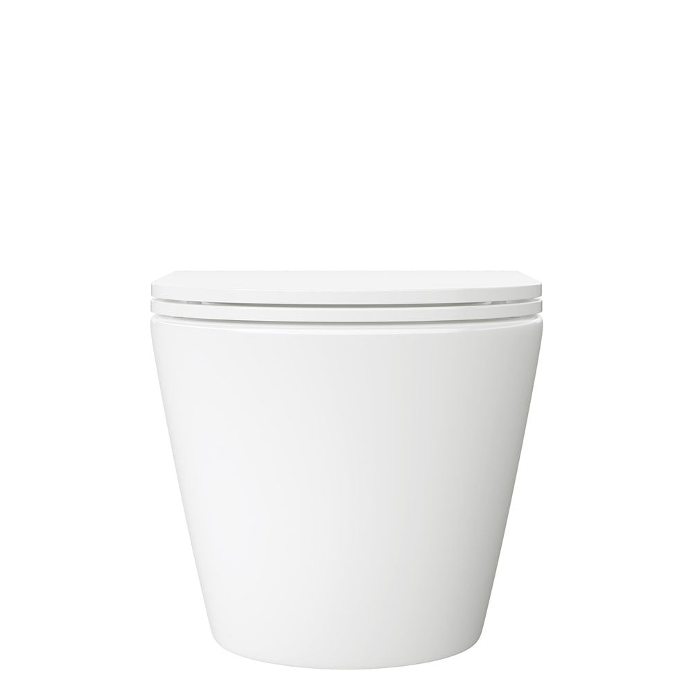 Koko Tornado Flush Wall Hung Toilet Suite, Gloss White with Slim Seat - Neche Interiors