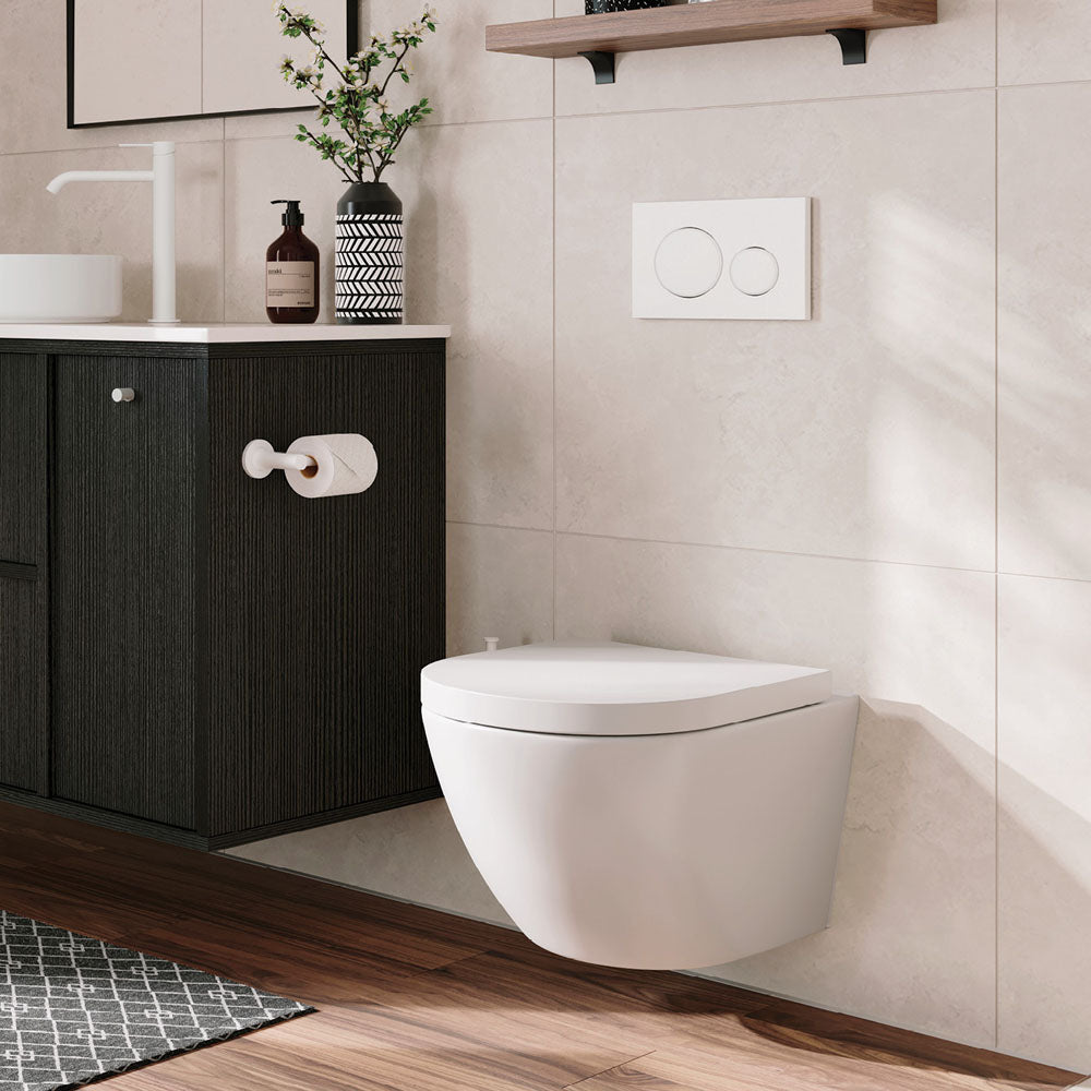 Koko Tornado Flush Wall Hung Toilet Suite, Gloss White - Neche Interiors