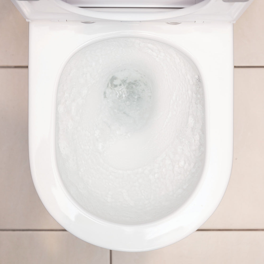 Aluca Tornado Flush Back-to-Wall Toilet Suite, Gloss White with Slim Seat - Neche Interiors