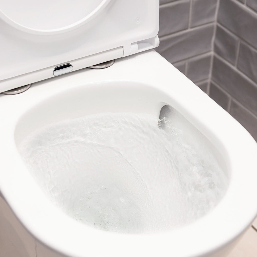 Aluca Tornado Flush Back-to-Wall Toilet Suite, Gloss White with Slim Seat - Neche Interiors