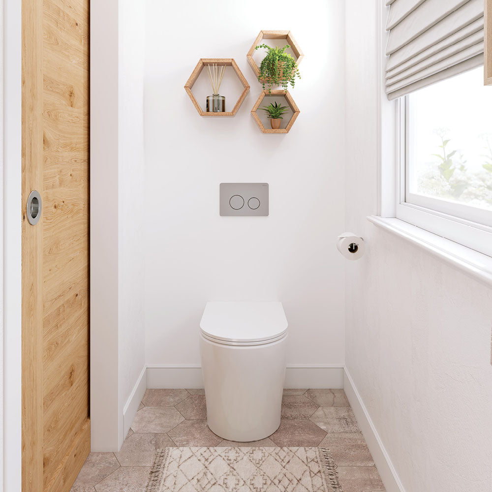 Aluca Tornado Flush Wall-Faced Toilet Suite, Gloss White with Slim Seat - Neche Interiors