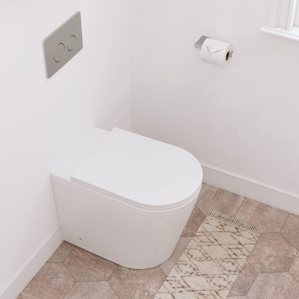 Aluca Tornado Flush Wall-Faced Toilet Suite, Gloss White with Slim Seat - Neche Interiors