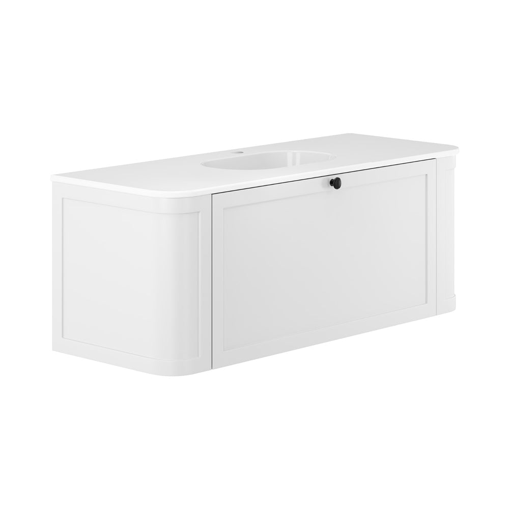 Lola Mila Curved Satin White Wall-Hung Vanity 1TH