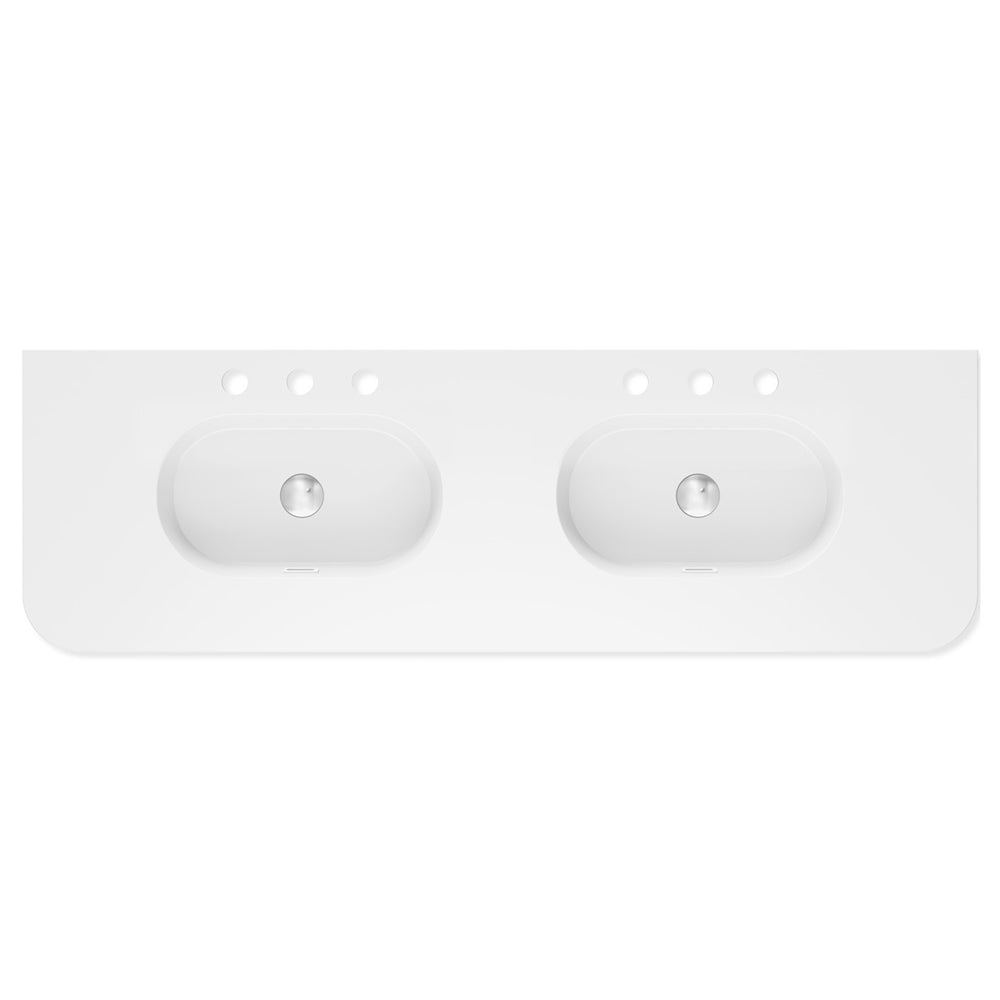 Lola Matte Full Depth Curved Ceramic Basin Top 1500mm 3TH