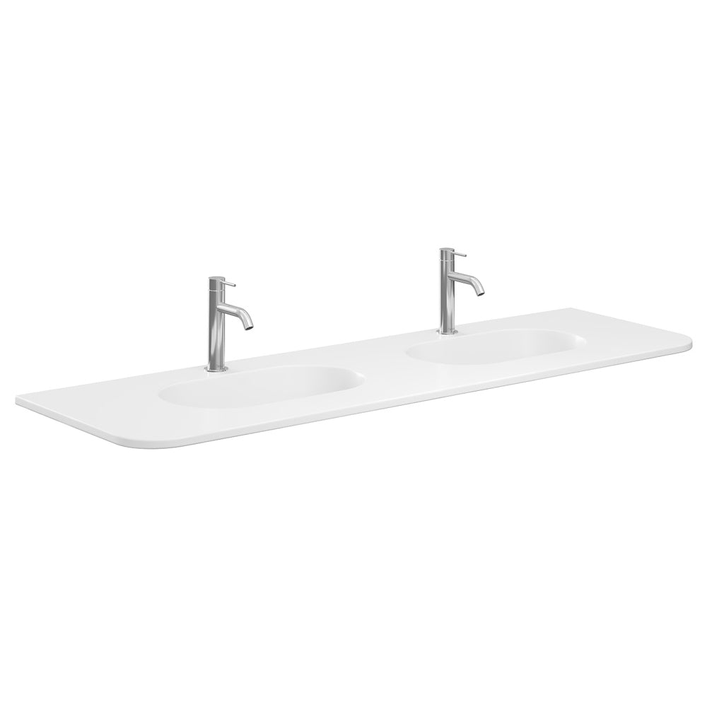 Lola Matte Full Depth Curved Ceramic Basin Top 1500mm 1TH