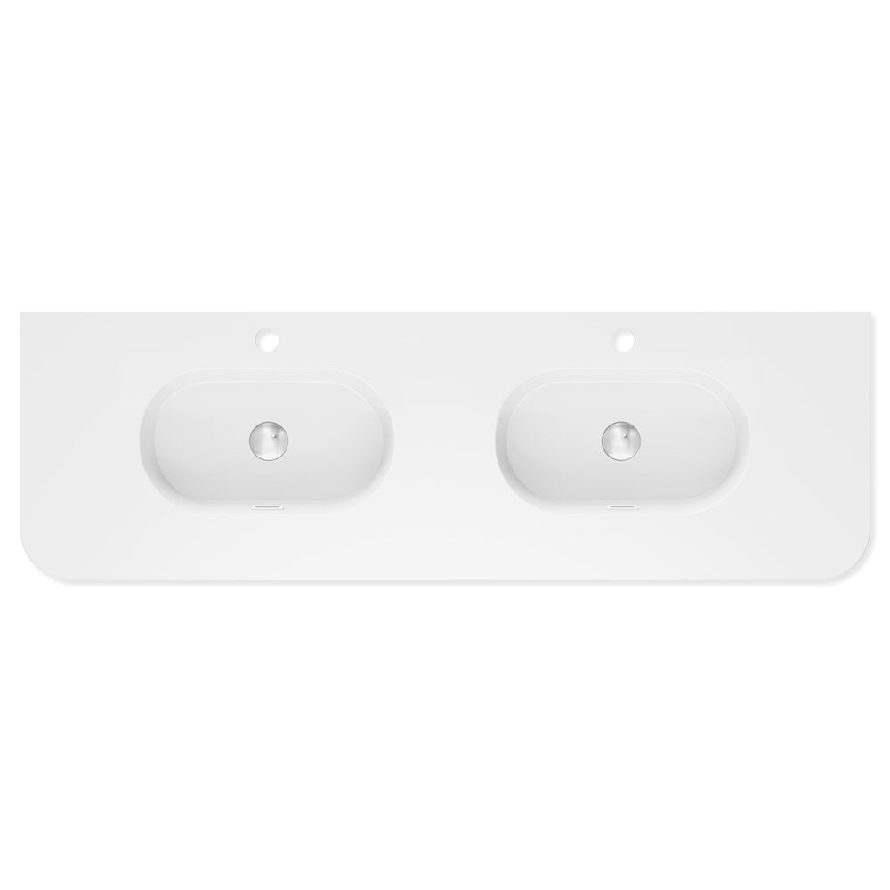 Lola Matte Full Depth Curved Ceramic Basin Top 1500mm 1TH