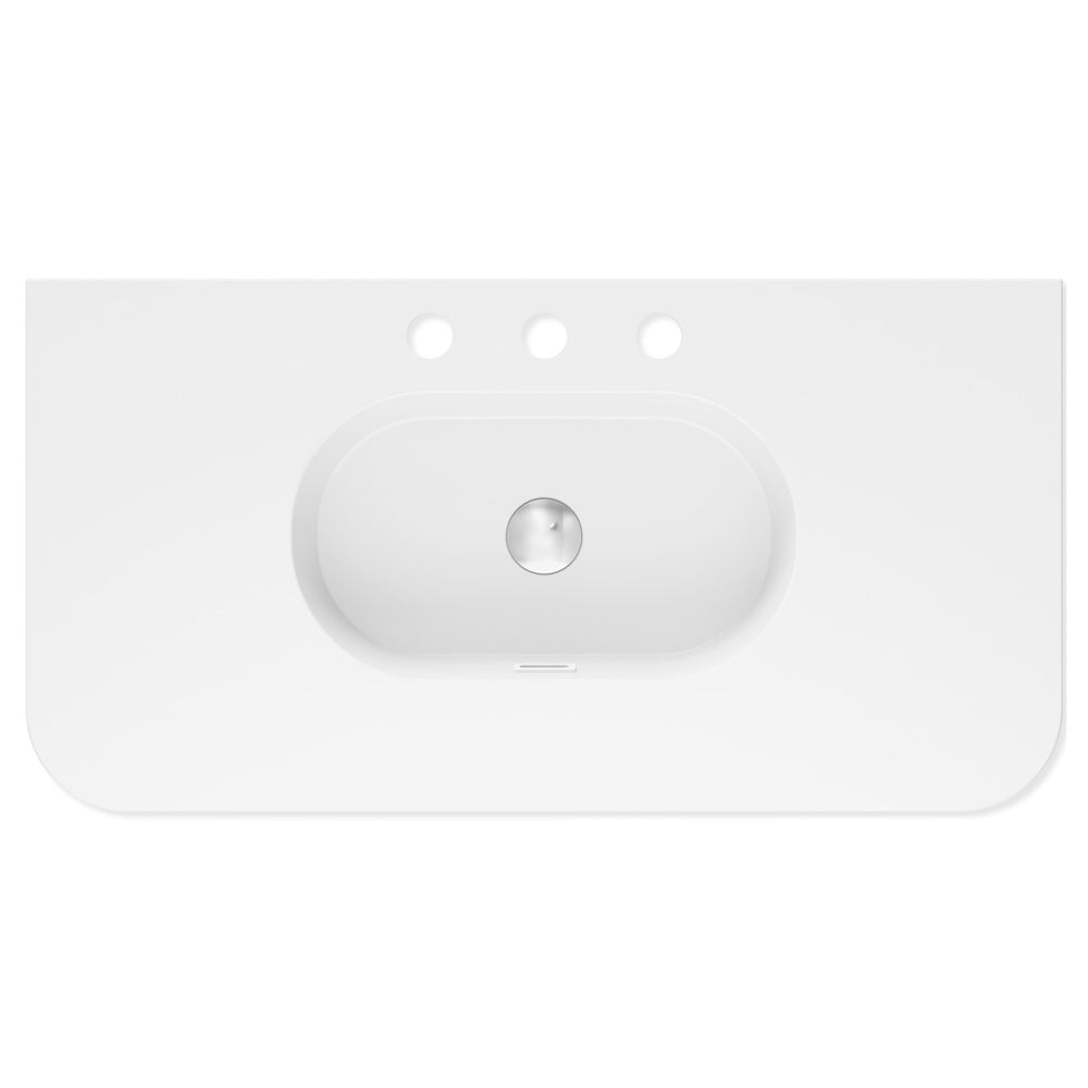 Lola Matte Full Depth Curved Ceramic Basin Top 900mm 3TH