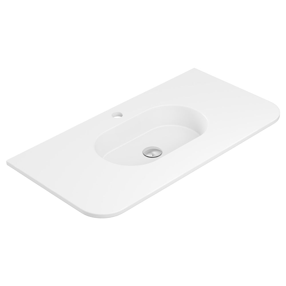 Lola Matte Full Depth Curved Ceramic Basin Top 900mm 1TH