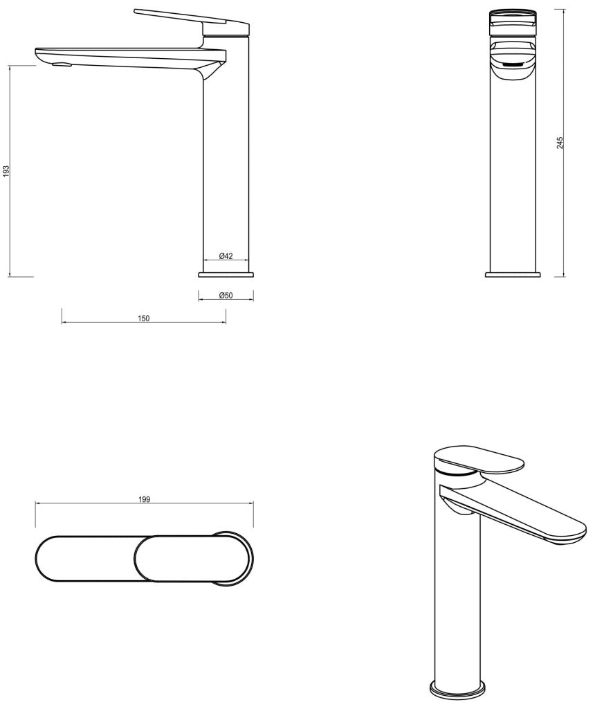 Lantra Tall Basin Mixer - Neche Interiors