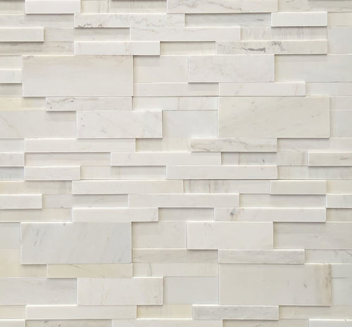 Milky White Honed Ledger Stone Interlocking Tile