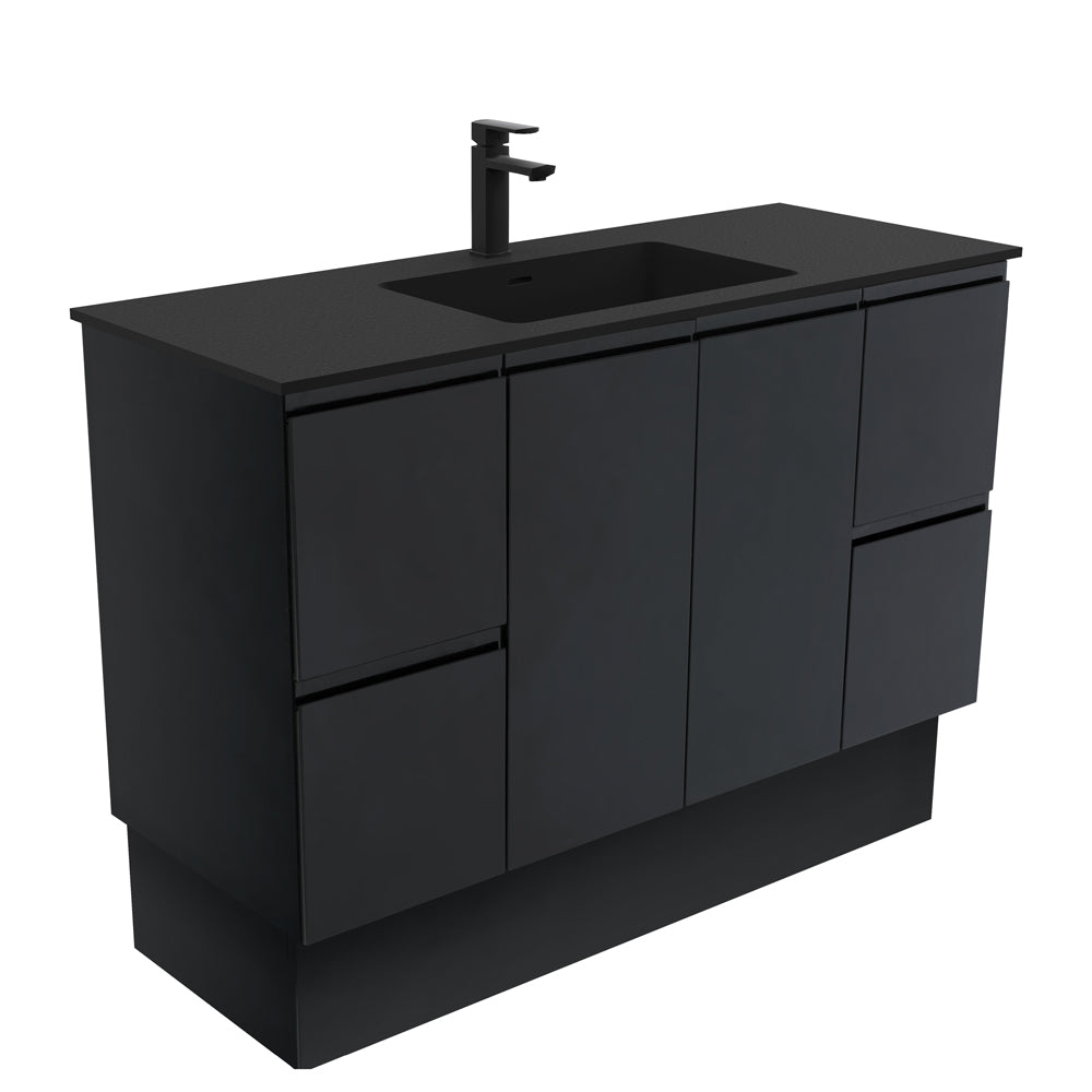 Montana Fingerpull Satin Black Vanity On Kickboard