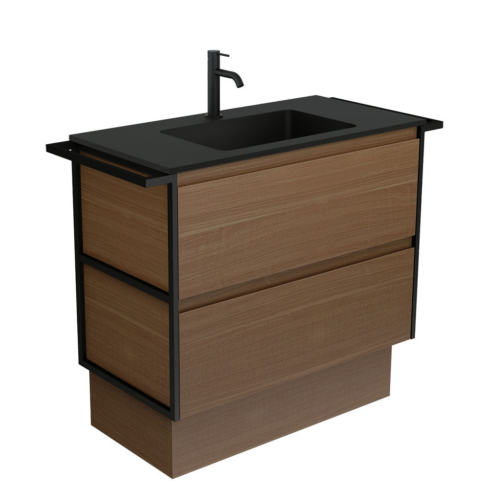 Montana Amato Walnut Vanity, Twin Towel Rails And Kick