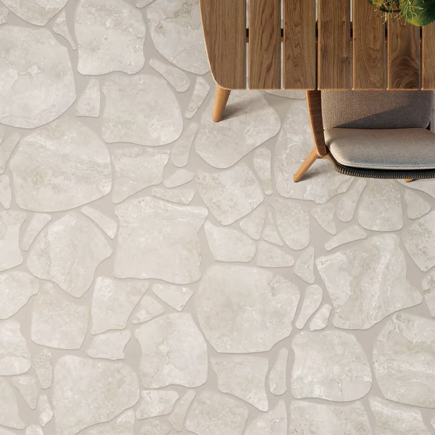 Norcia Travertine Porcelain Crazy Pave Tile - Neche Interiors