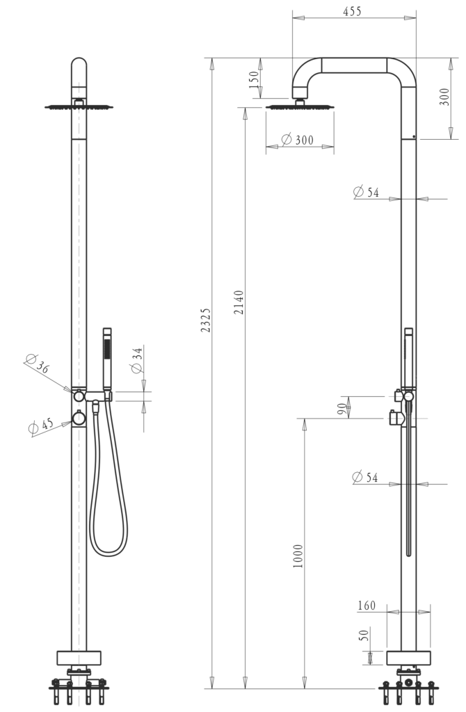 Mica Soft Square Freestanding Outdoor Shower - Neche Interiors