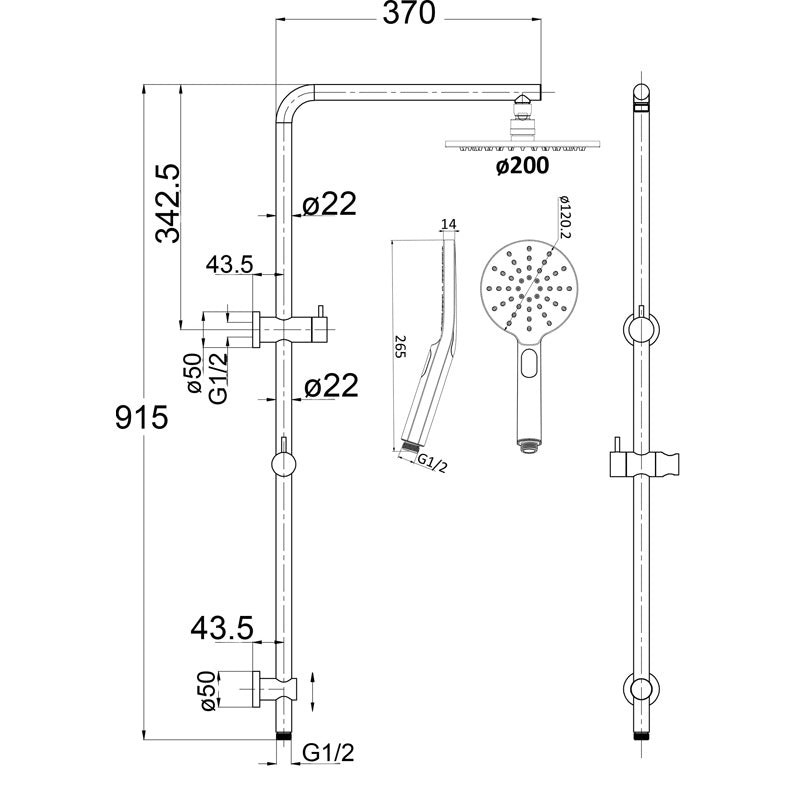 Cora Round Twin Shower Set - Neche Interiors
