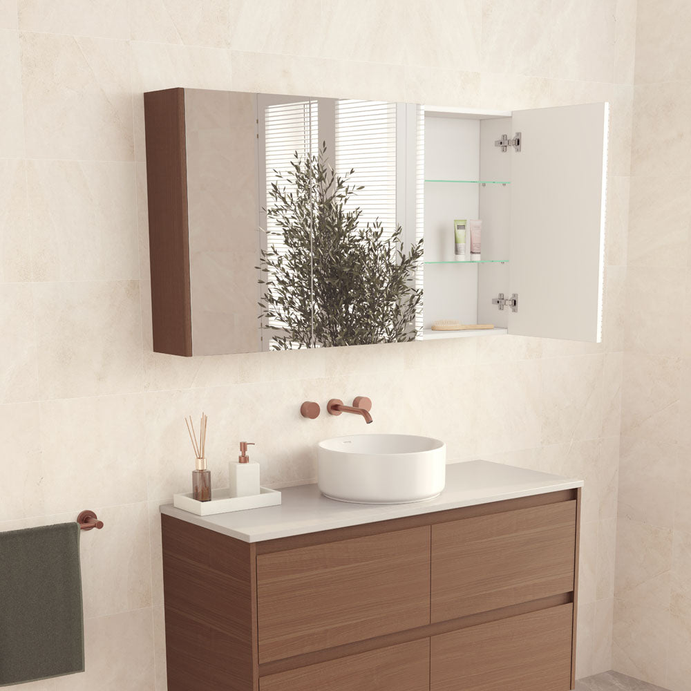 1200 Mirror Cabinet With Walnut Side Panels