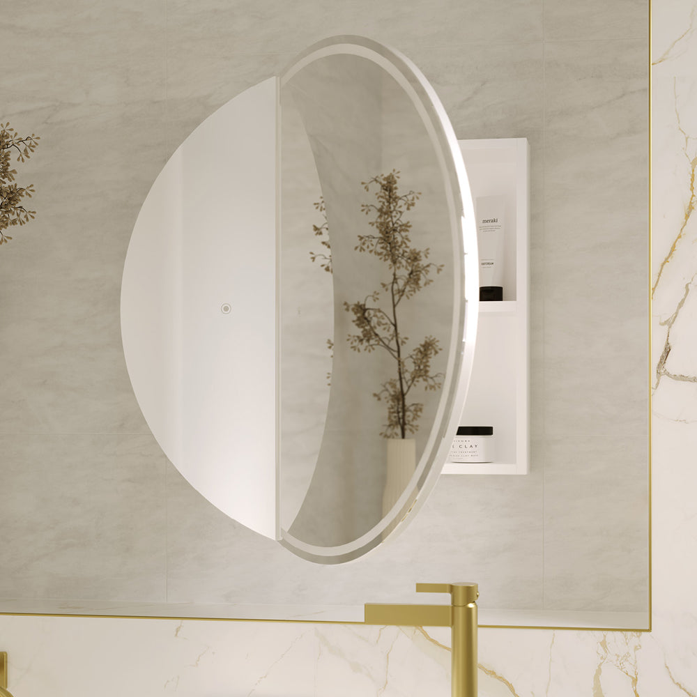 Round Split LED Mirror Cabinet