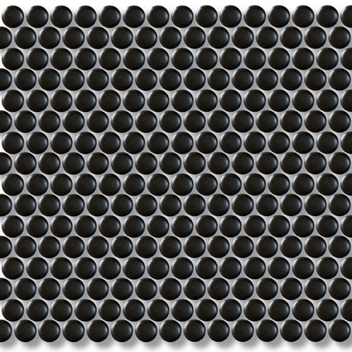 Matte Black Penny Round Mosaic