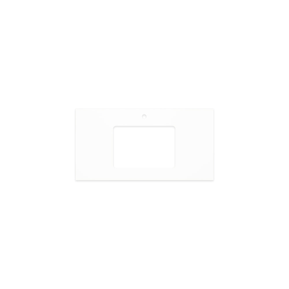 Pure White Solid Surface Top Rectangular Full Depth with Single Undermount Basin Hole & Tap Hole - Neche Interiors