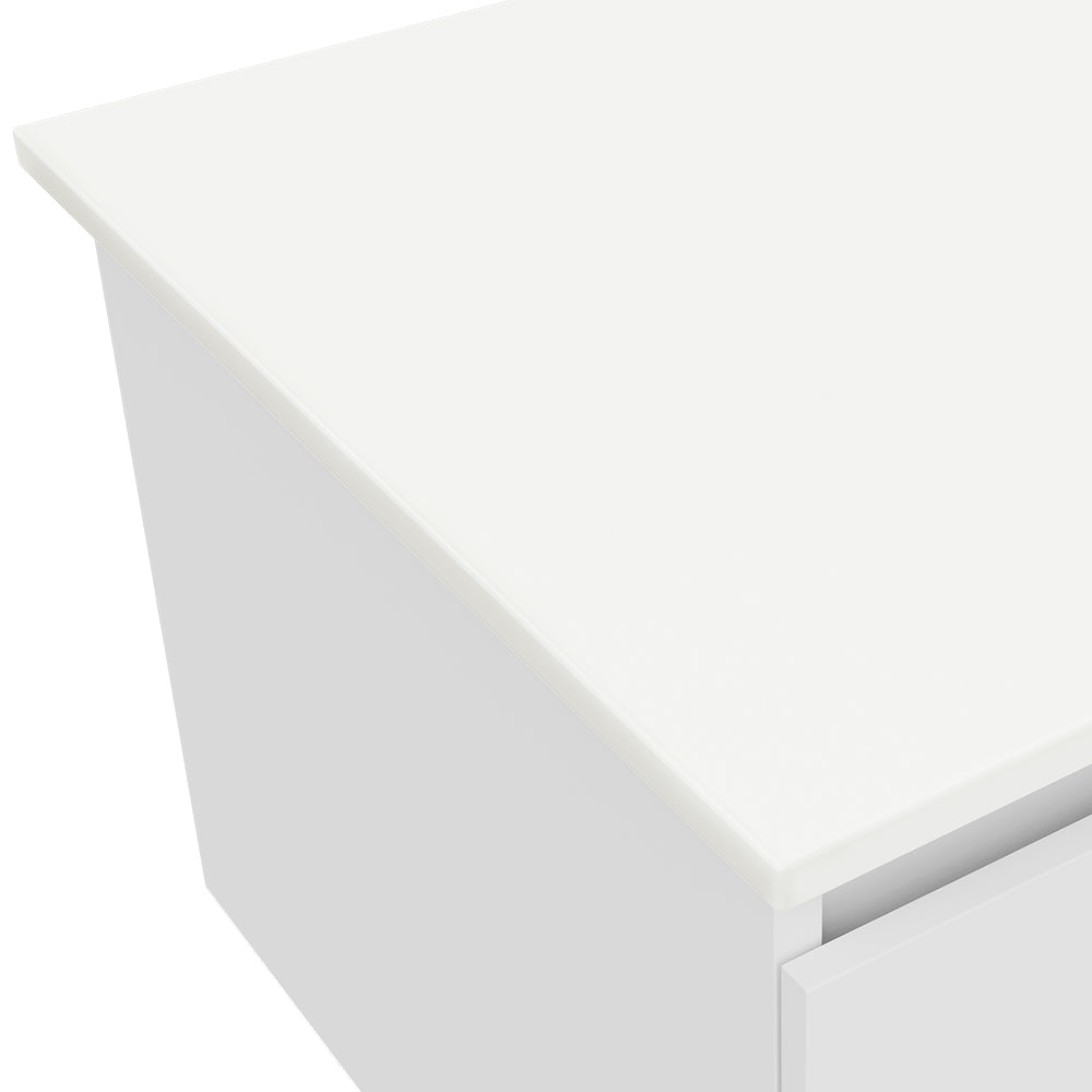 Pure White Solid Surface Top Curved Full Depth
