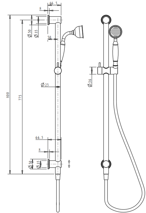 Mica Heritage Shower Rail - Neche Interiors