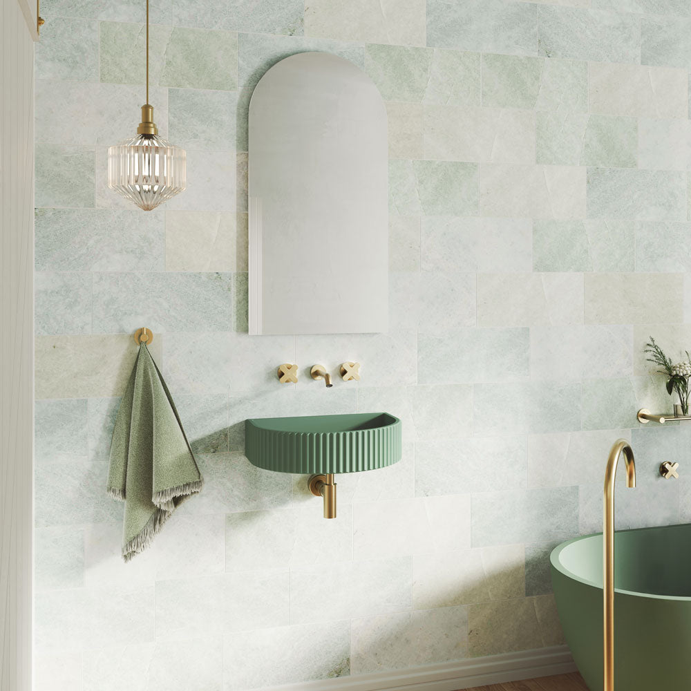Valentina Fluted Arch Concrete Wall Basin, Sage