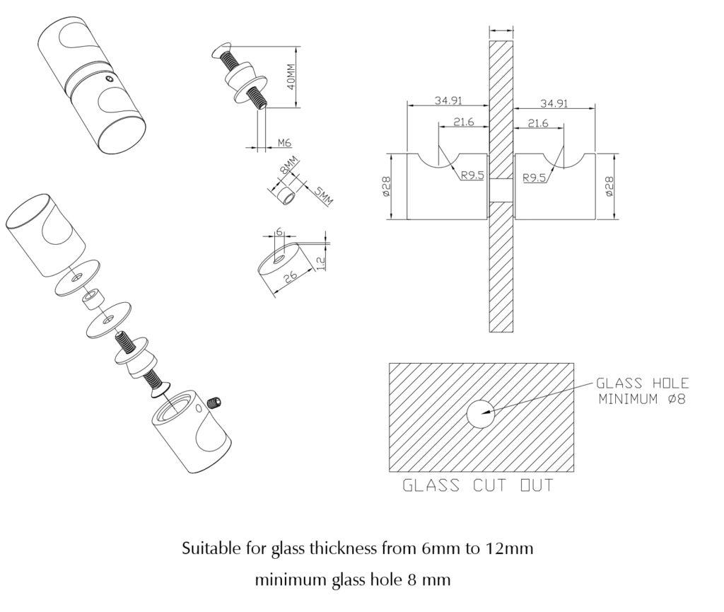 Shower Screen Handle Round - Neche Interiors
