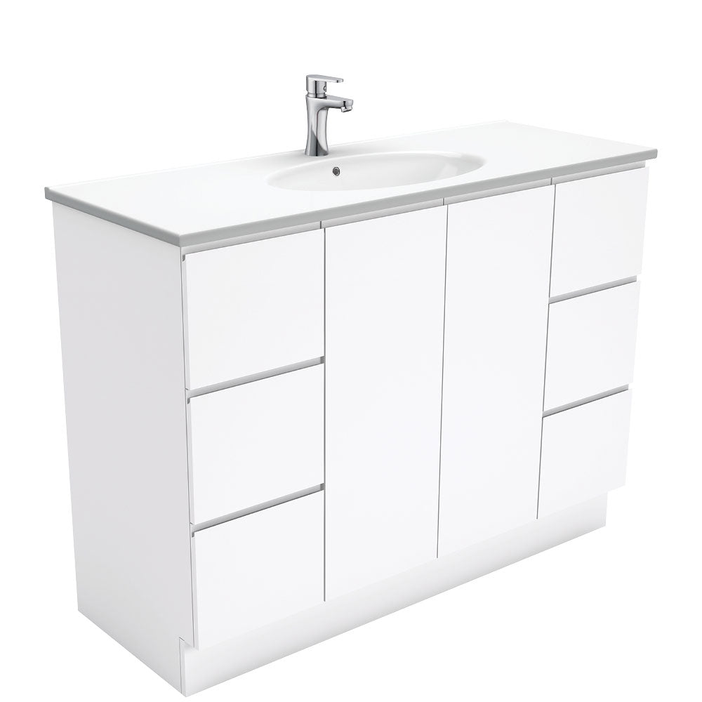Rotondo Fingerpull Gloss White 1200mm Vanity With Kick Panel