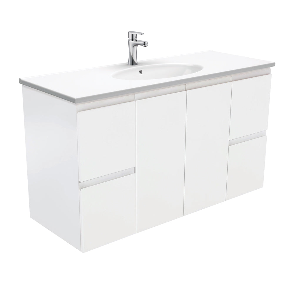 Rotondo Fingerpull Satin White Wall-Hung Vanity