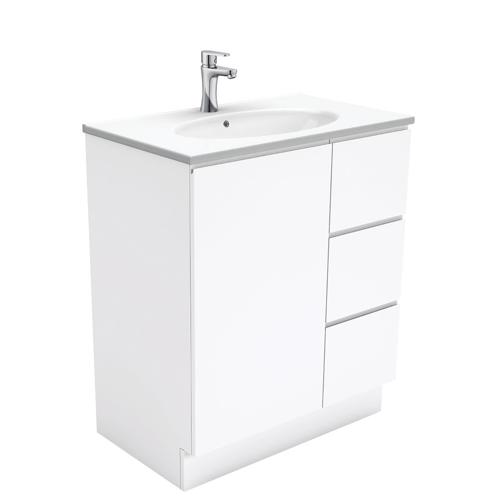 Rotondo Fingerpull Gloss White 750mm Vanity With Kick Panel