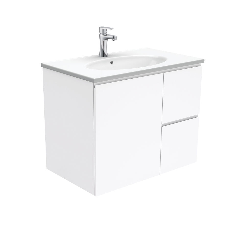 Rotondo Fingerpull Gloss White Wall-Hung Vanity