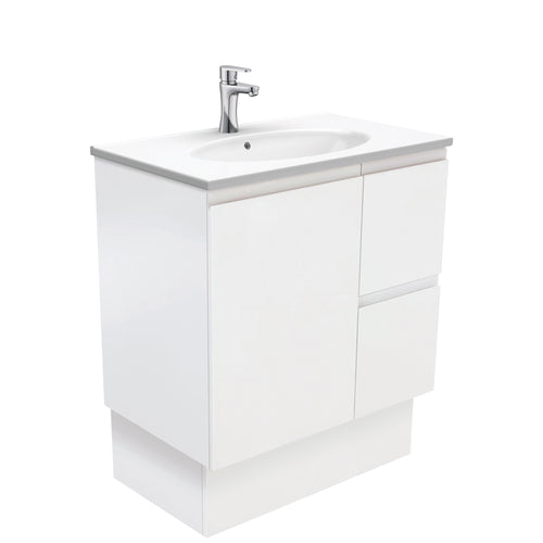 Rotondo Fingerpull Satin White 750 Vanity On Kickboard