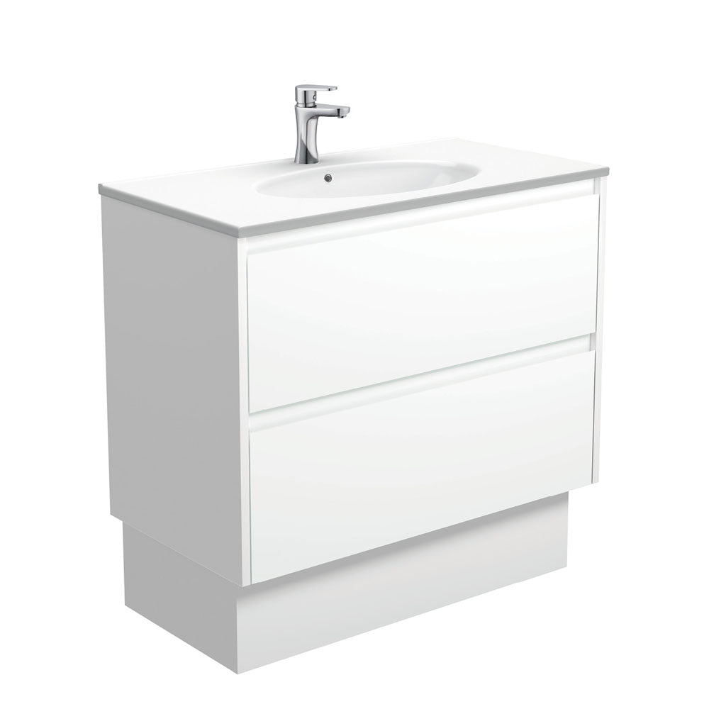 Rotondo Amato 900 Satin White Vanity On Kick