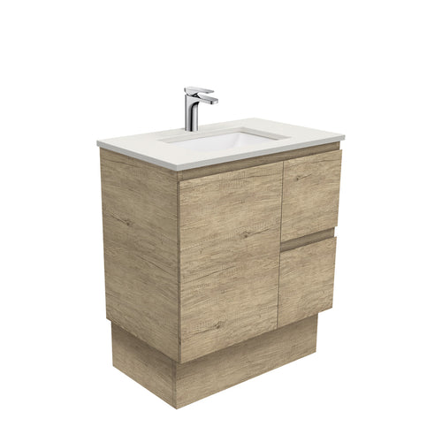 Sarah Roman Sand Undermount 750 Edge Scandi Oak Vanity on Kick, Right Drawers