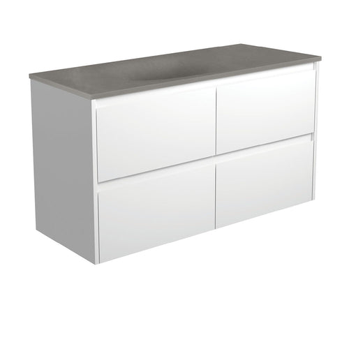 Satori Amato 1200 Satin White Wall-Hung Vanity, Satin White Panels